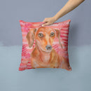 Red Dachshund Love Throw Pillow - 14x14 Decorative Pillow – Art for Your Home & Patio BB9794PW1414