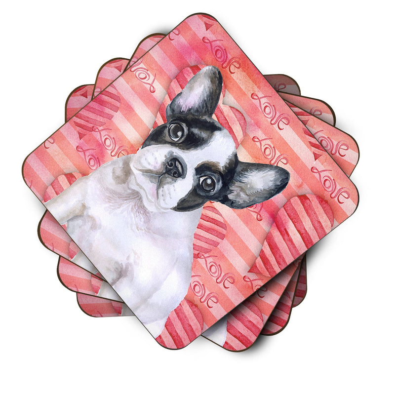 French Bulldog Black White Love Foam Coaster  BB9797FC