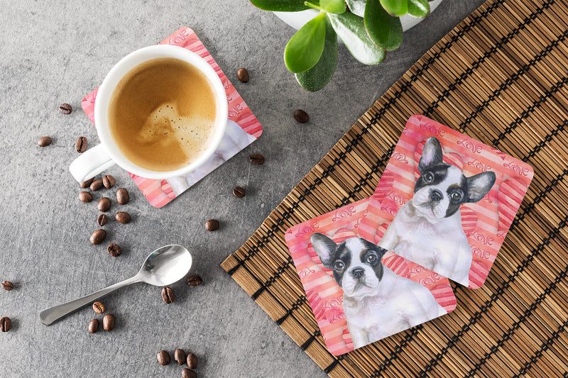 French Bulldog Black White Love Foam Coaster  BB9797FC