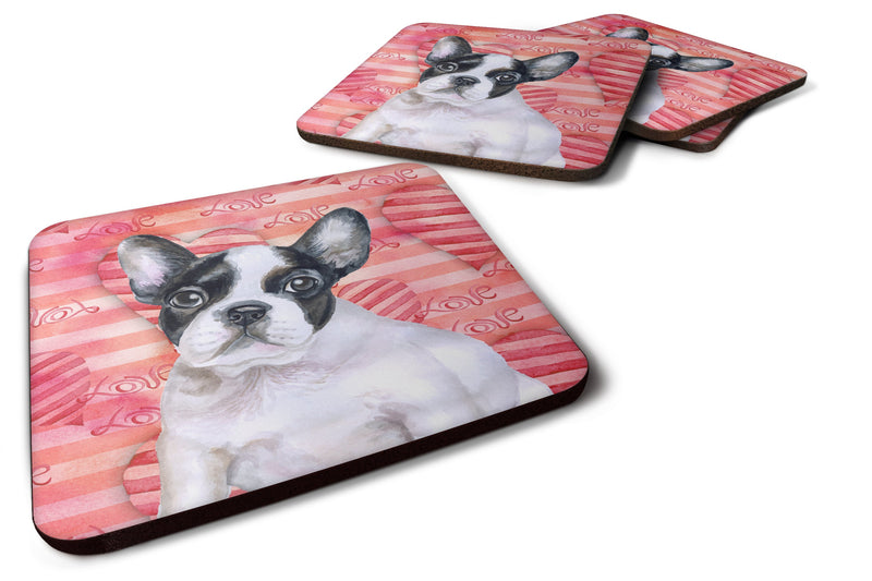 French Bulldog Black White Love Foam Coaster  BB9797FC