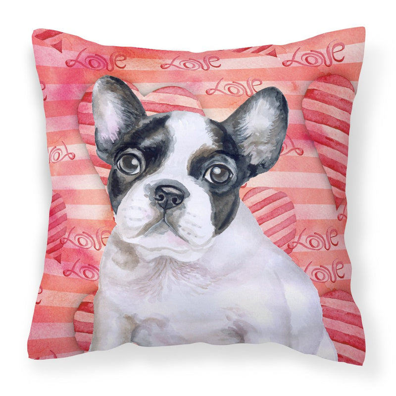 French Bulldog Black White Love Fabric Decorative Pillow BB9797PW1818