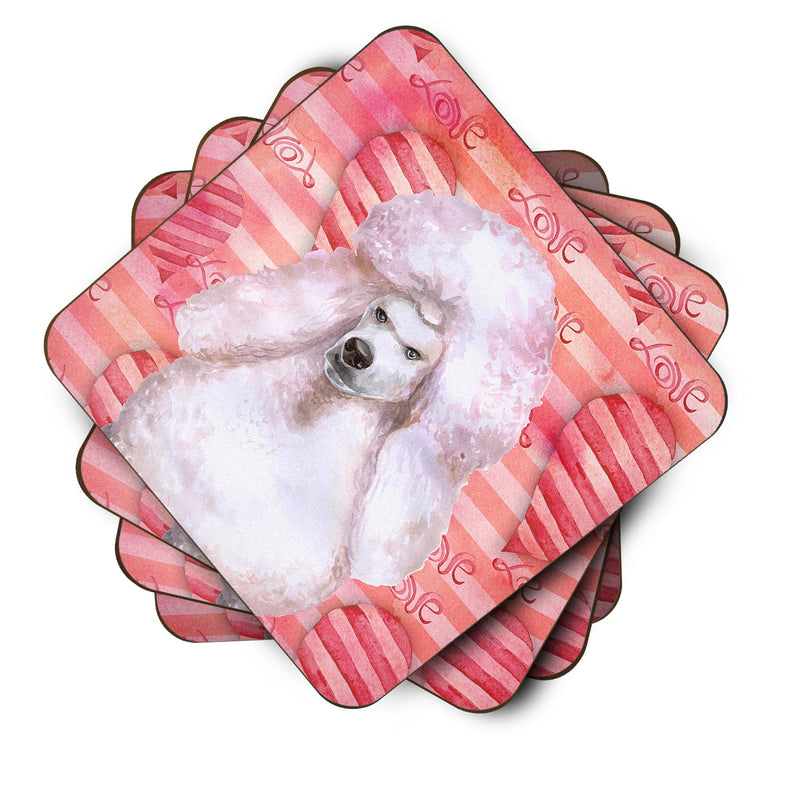 White Standard Poodle Love Foam Coaster Set of 4 BB9804FC