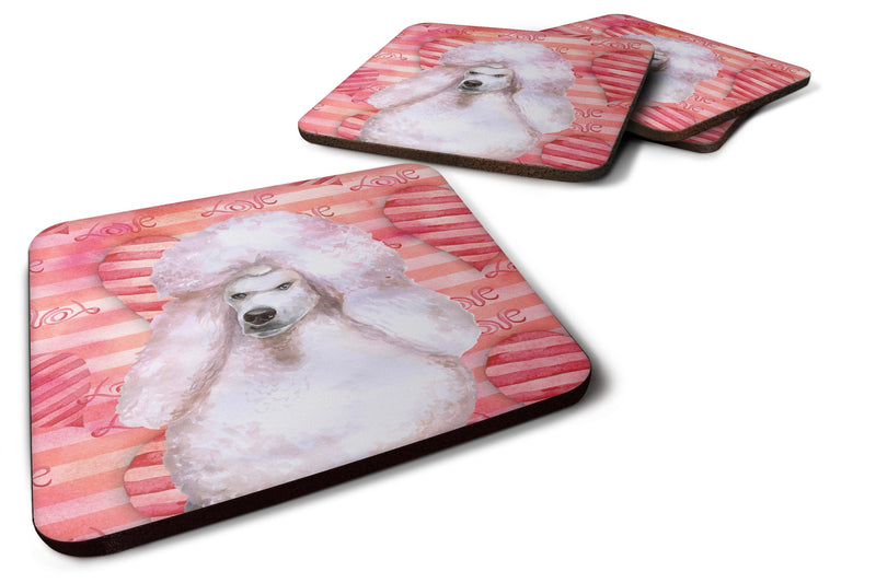 White Standard Poodle Love Foam Coaster Set of 4 BB9804FC