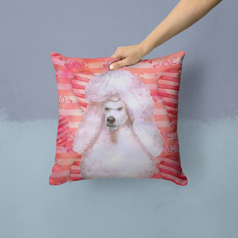 White Standard Poodle Love Throw Pillow - 14x14 Decorative Pillow – Art for Your Home & Patio BB9804PW1414