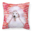 White Standard Poodle Love Fabric Decorative Pillow BB9804PW1818