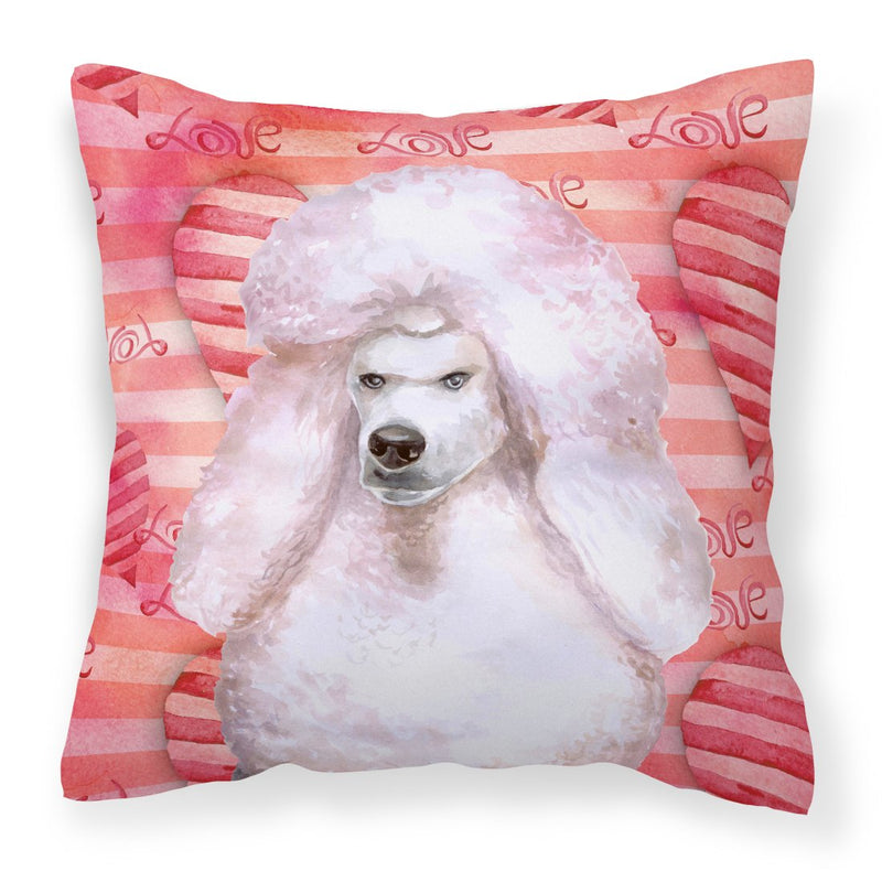 White Standard Poodle Love Fabric Decorative Pillow BB9804PW1818