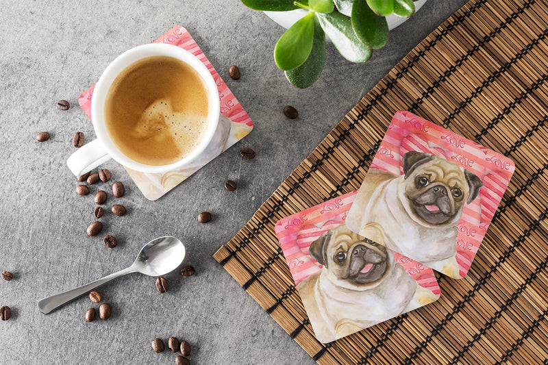 Fawn Pug Love Foam Coaster  BB9805FC