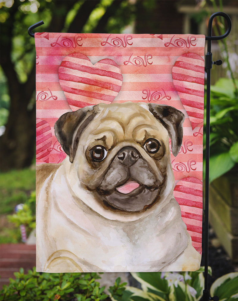 Fawn Pug Love Garden Flag - Outdoor Decorative Yard Flag BB9805GF