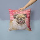 Fawn Pug Love Throw Pillow - 14x14 Decorative Pillow – Art for Your Home & Patio BB9805PW1414