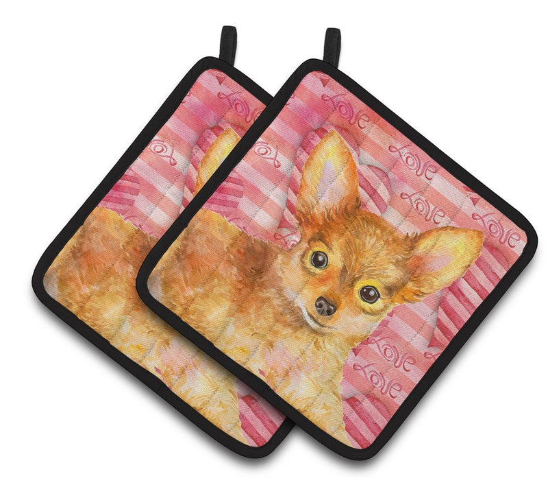 Toy Terrier Love Pair of Pot Holders BB9809PTHD