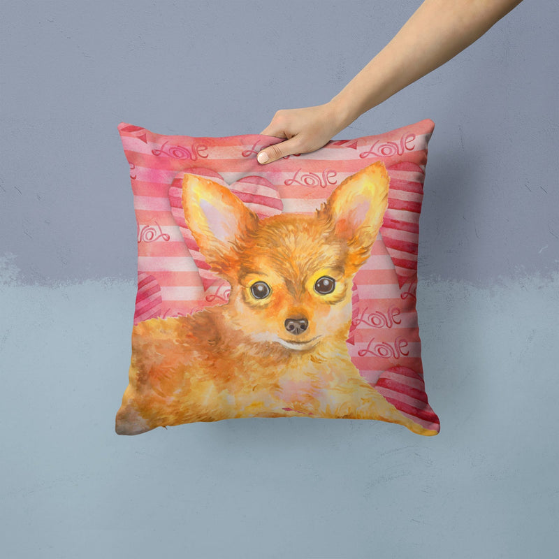 Toy Terrier Love Fabric Decorative Pillow BB9809PW1414