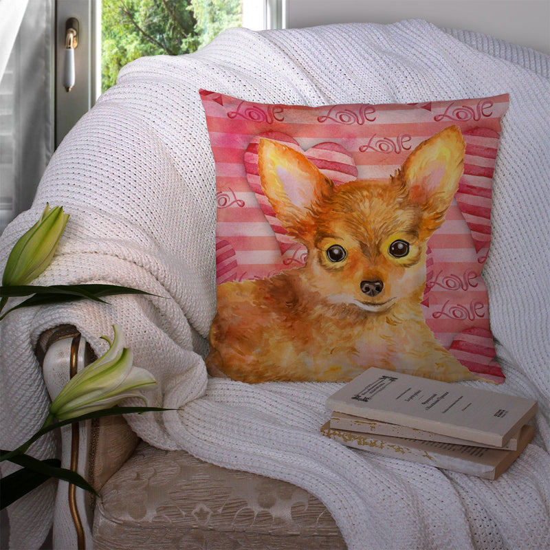 Toy Terrier Love Fabric Decorative Pillow BB9809PW1414