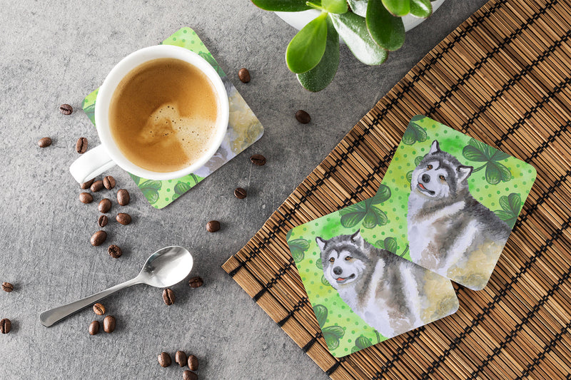 Alaskan Malamute St Patrick's Foam Coaster  BB9812FC