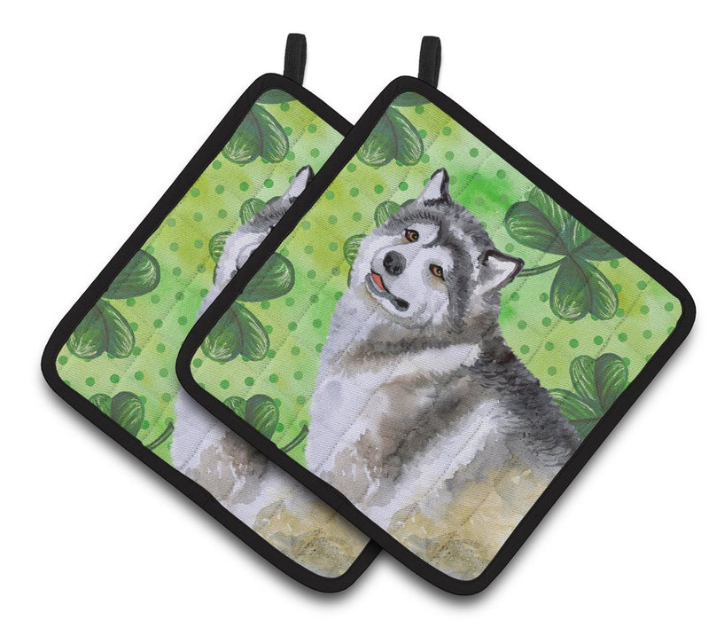 Alaskan Malamute St Patrick's Pair of Pot Holders BB9812PTHD