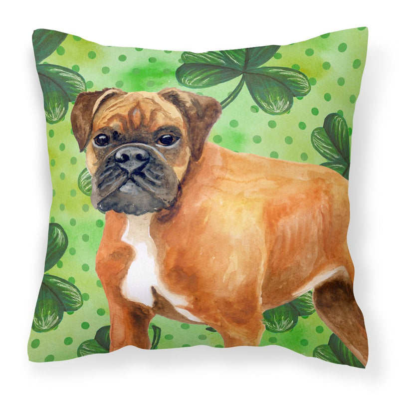 German Boxer St Patrick's Fabric Decorative Pillow BB9814PW1818