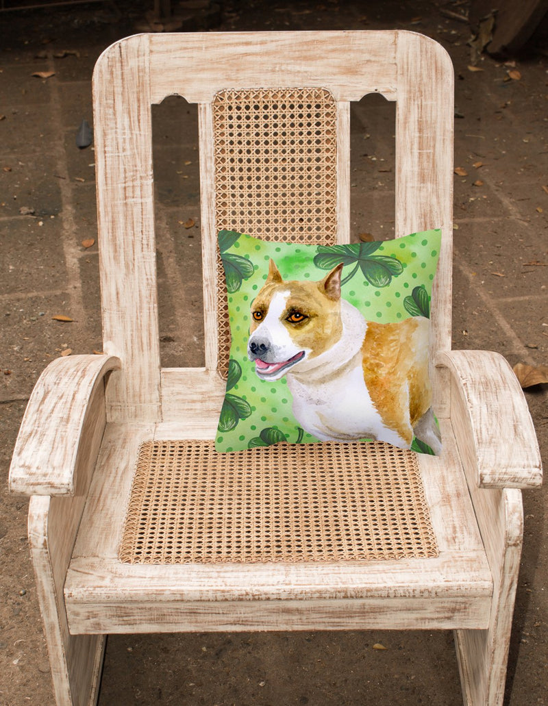 American Staffordshire St Patrick's Fabric Decorative Pillow BB9818PW1818