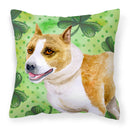 American Staffordshire St Patrick's Fabric Decorative Pillow BB9818PW1818