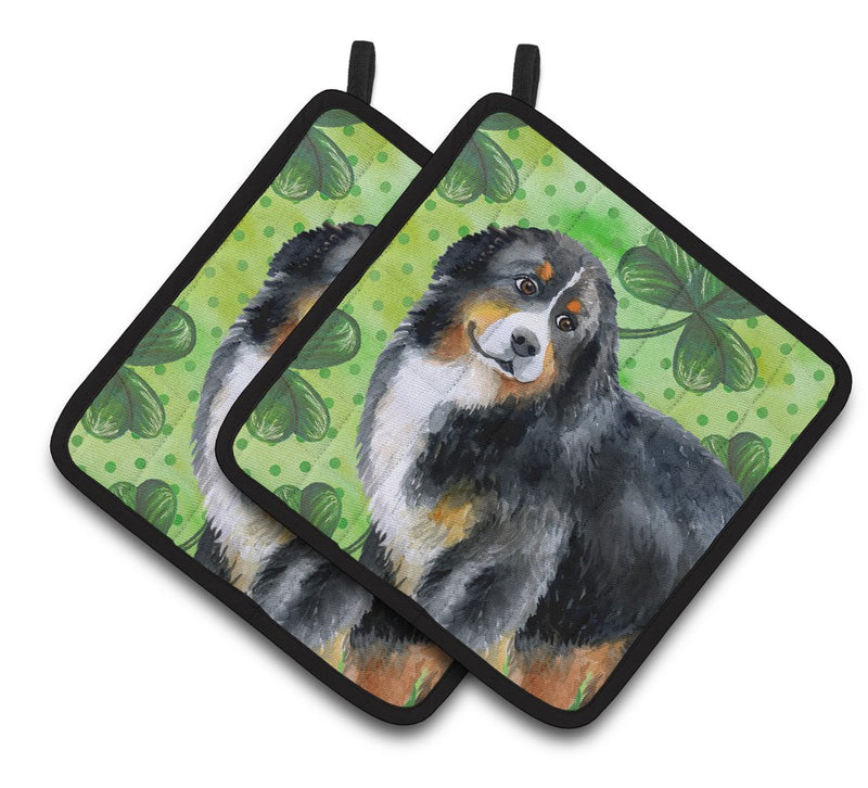 Bernese Mountain Dog St Patrick's Pair of Pot Holders BB9819PTHD