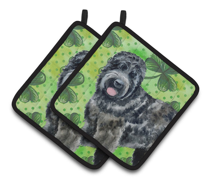 Black Russian Terrier St Patrick's Pair of Pot Holders BB9851PTHD