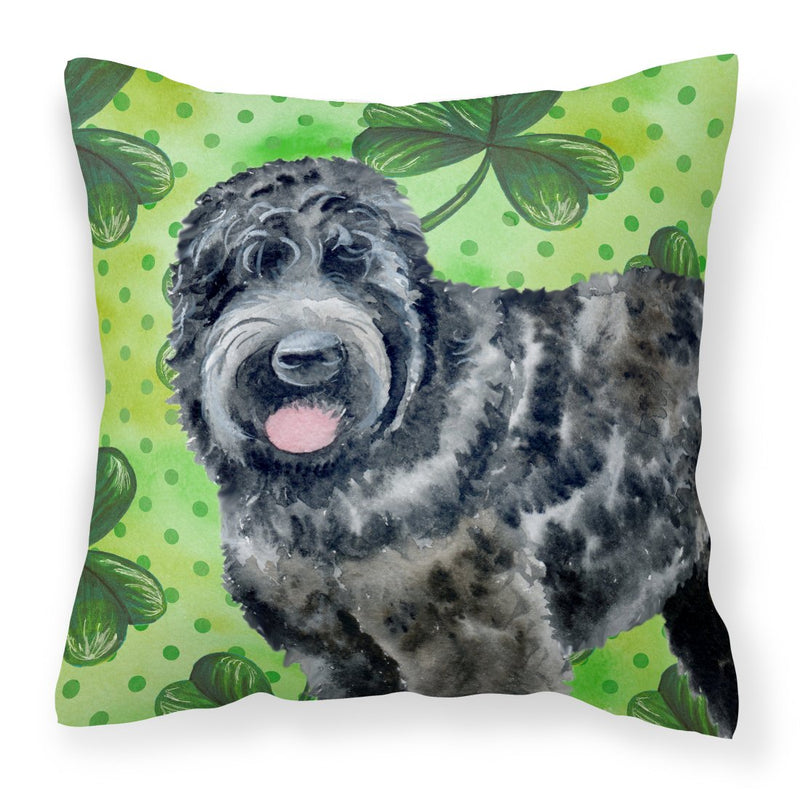 Black Russian Terrier St Patrick's Fabric Decorative Pillow BB9851PW1818