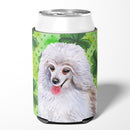 Medium White Poodle St Patrick's Can or Bottle Hugger Cooler Sleeve for Standard 12 oz Cans, Insulated Foam Beer & Soda Can Hugger Reusable
