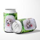 Medium White Poodle St Patrick's Can or Bottle Hugger Cooler Sleeve for Standard 12 oz Cans, Insulated Foam Beer & Soda Can Hugger Reusable