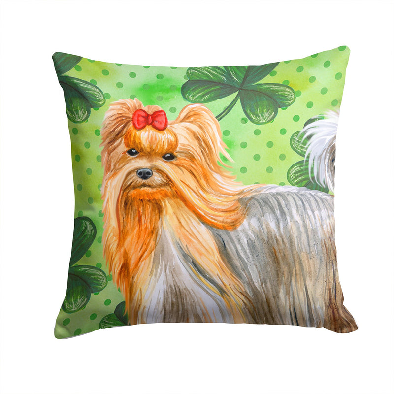 Yorkshire Terrier St Patrick's Fabric Decorative Pillow BB9859PW1414