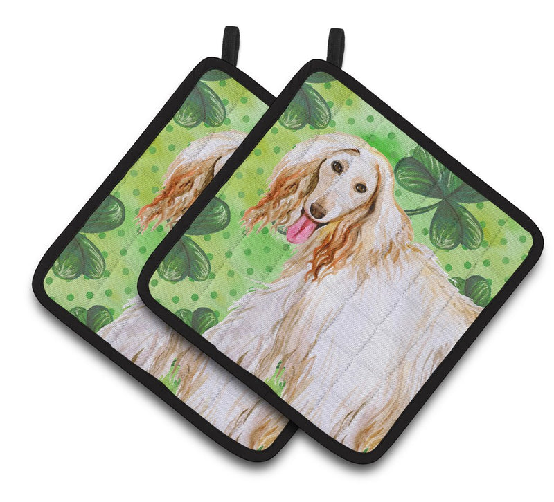 Afghan Hound St Patrick's Pair of Pot Holders BB9876PTHD