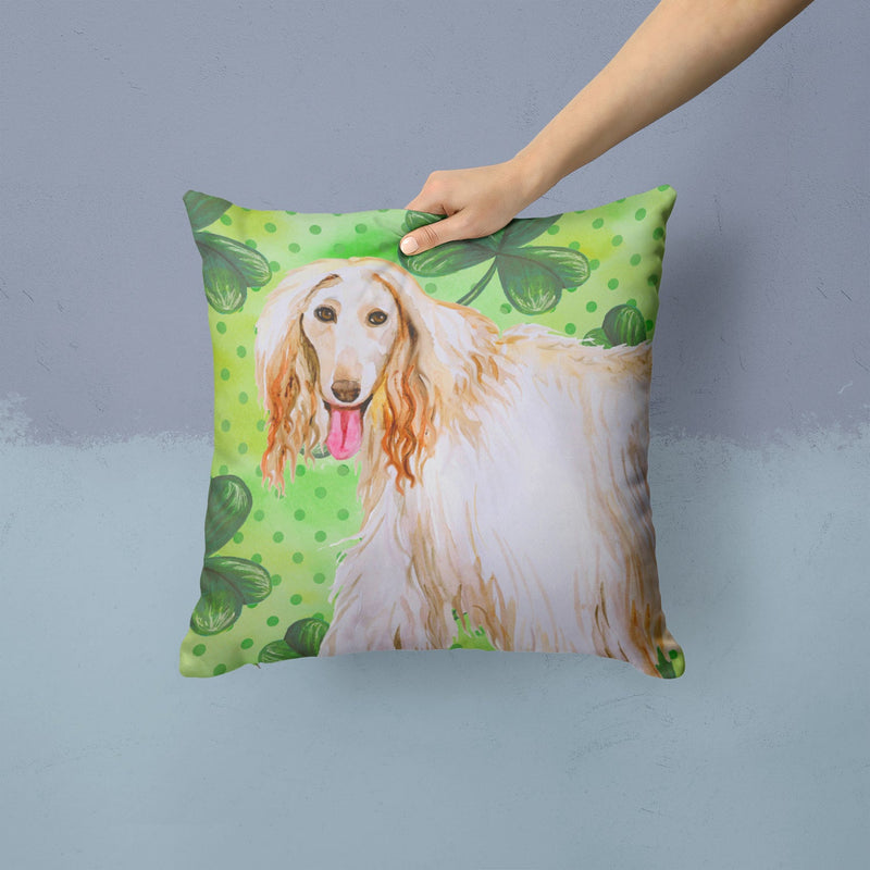 Afghan Hound St Patrick's Fabric Decorative Pillow BB9876PW1414