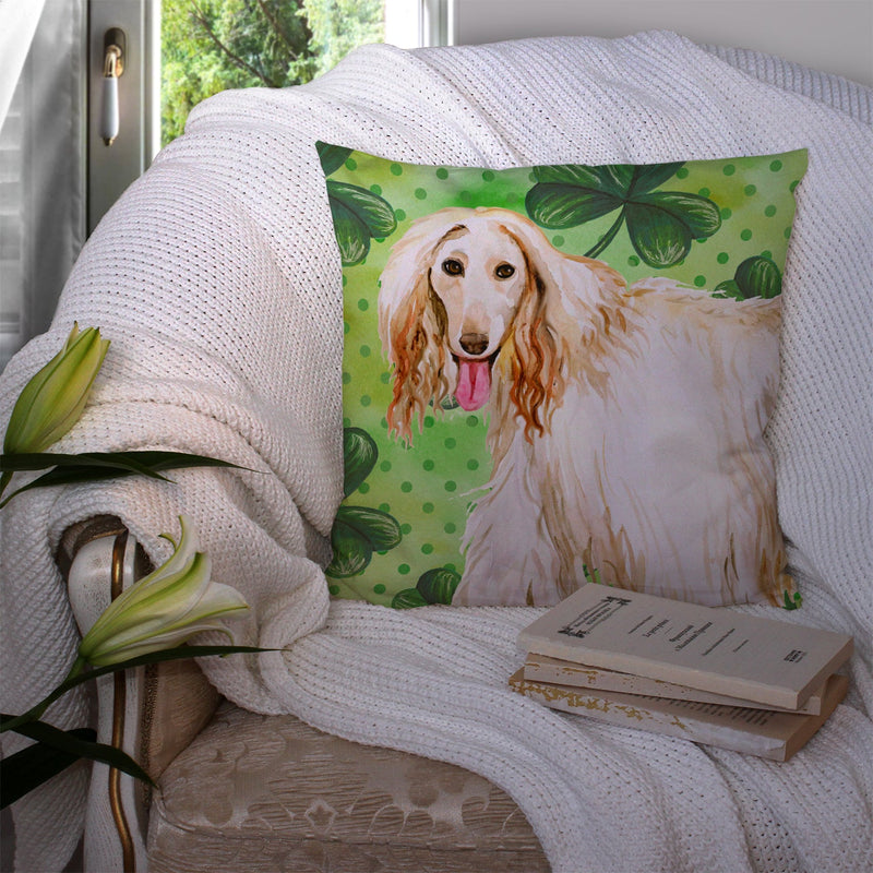 Afghan Hound St Patrick's Fabric Decorative Pillow BB9876PW1414