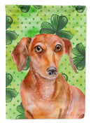 Red Dachshund St Patrick's House Flag 28x40 Porch Sleeve Pole Decorative Outside Yard Banner Artwork Wall Hanging, Polyester