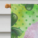 White Standard Poodle St Patrick's House Flag 28x40 Porch Sleeve Pole Decorative Outside Yard Banner Artwork Wall Hanging, Polyester