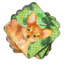 Toy Terrier St Patrick's Foam Coasters Set of 4 Cup Coasters for Indoor Outdoor, Tabletop Protection, Anti Slip, Mouse pad Material