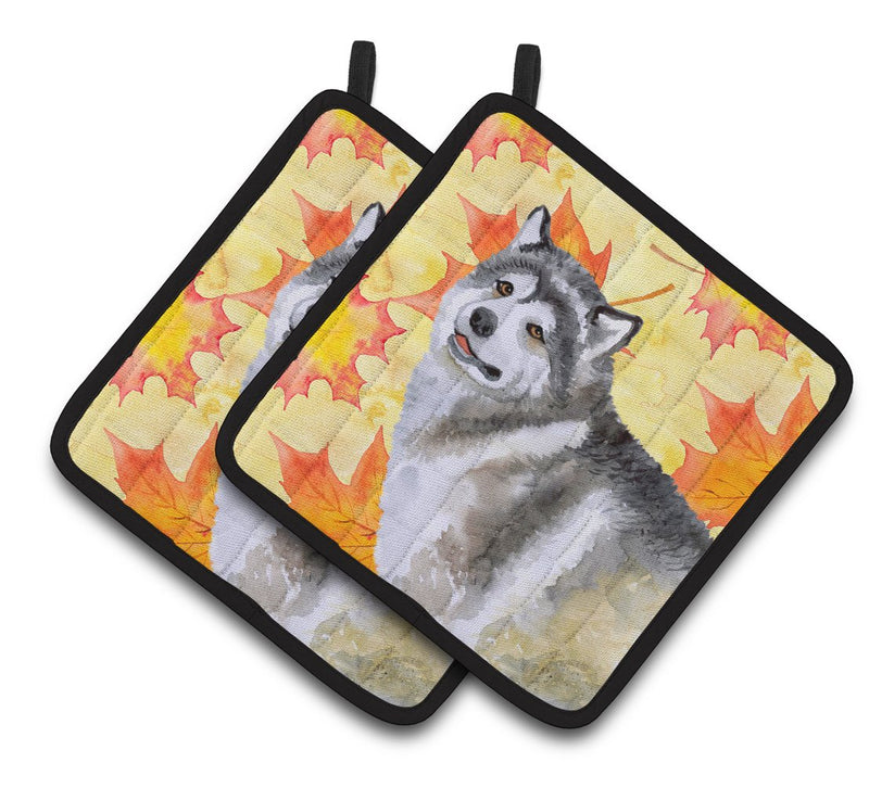 Alaskan Malamute Fall Pair of Pot Holders BB9899PTHD