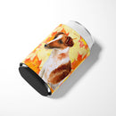 Smooth Fox Terrier Fall Can or Bottle Hugger Cooler Sleeve for Standard 12 oz Cans, Insulated Foam Beer & Soda Can Hugger Reusable