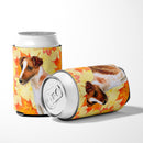 Smooth Fox Terrier Fall Can or Bottle Hugger Cooler Sleeve for Standard 12 oz Cans, Insulated Foam Beer & Soda Can Hugger Reusable