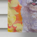 Bichon Frise Fall House Flag 28x40 Porch Sleeve Pole Decorative Outside Yard Banner Artwork Wall Hanging, Polyester