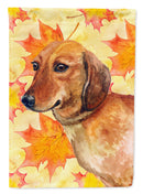 Dachshund Fall House Flag 28x40 Porch Sleeve Pole Decorative Outside Yard Banner Artwork Wall Hanging, Polyester