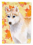Siberian Husky Fall House Flag 28x40 Porch Sleeve Pole Decorative Outside Yard Banner Artwork Wall Hanging, Polyester