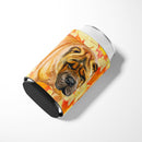 Shar Pei Fall Can or Bottle Hugger Cooler Sleeve for Standard 12 oz Cans, Insulated Foam Beer & Soda Can Hugger Reusable