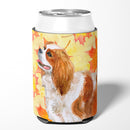 Cavalier Spaniel Fall Can or Bottle Hugger Cooler Sleeve for Standard 12 oz Cans, Insulated Foam Beer & Soda Can Hugger Reusable