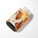 Cavalier Spaniel Fall Can or Bottle Hugger Cooler Sleeve for Standard 12 oz Cans, Insulated Foam Beer & Soda Can Hugger Reusable