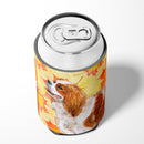 Cavalier Spaniel Fall Can or Bottle Hugger Cooler Sleeve for Standard 12 oz Cans, Insulated Foam Beer & Soda Can Hugger Reusable