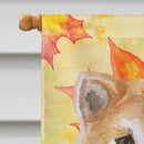 Shiba Inu Fall House Flag 28x40 Porch Sleeve Pole Decorative Outside Yard Banner Artwork Wall Hanging, Polyester