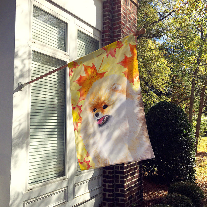 Pomeranian Fall Flag Canvas House Size BB9943CHF