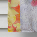 Medium White Poodle Fall House Flag 28x40 Porch Sleeve Pole Decorative Outside Yard Banner Artwork Wall Hanging, Polyester