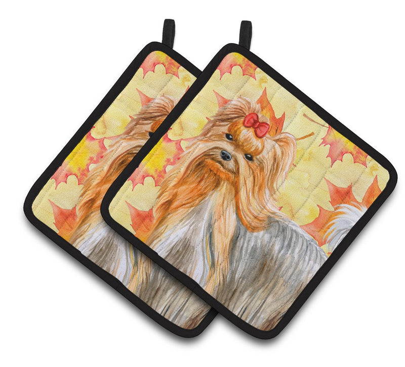 Yorkshire Terrier Fall Pair of Pot Holders BB9946PTHD