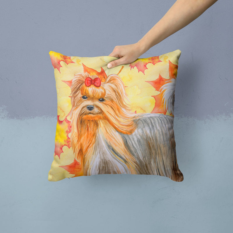 Yorkshire Terrier Fall Fabric Decorative Pillow BB9946PW1414