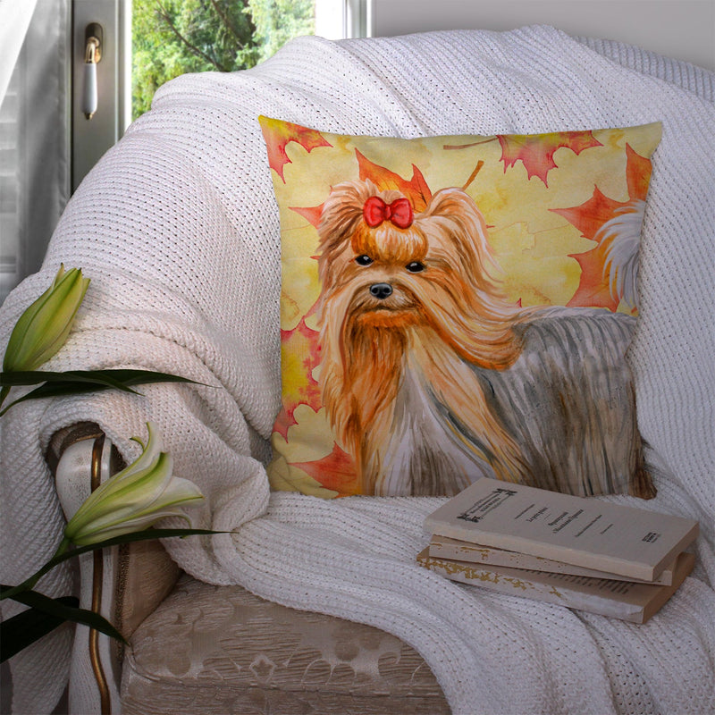 Yorkshire Terrier Fall Fabric Decorative Pillow BB9946PW1414