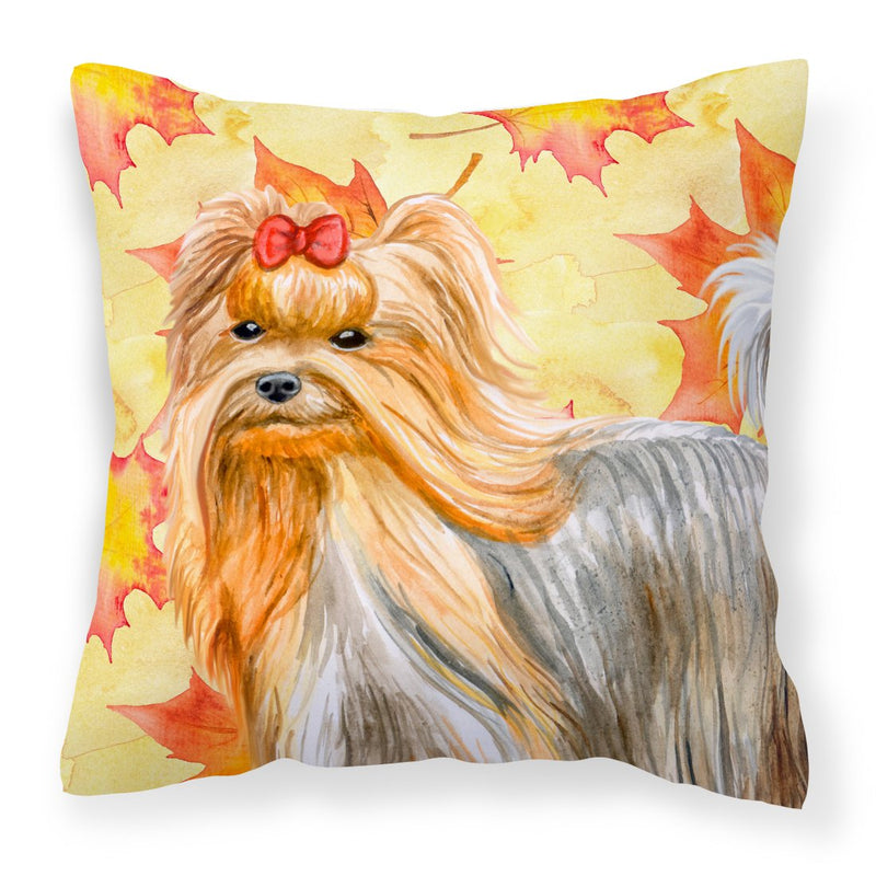 Yorkshire Terrier Fall Fabric Decorative Pillow